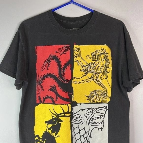 GAME IF THRONES Mens Graphic Crewneck T-Shirt Black Short Sleeve Size M - Picture 4 of 9